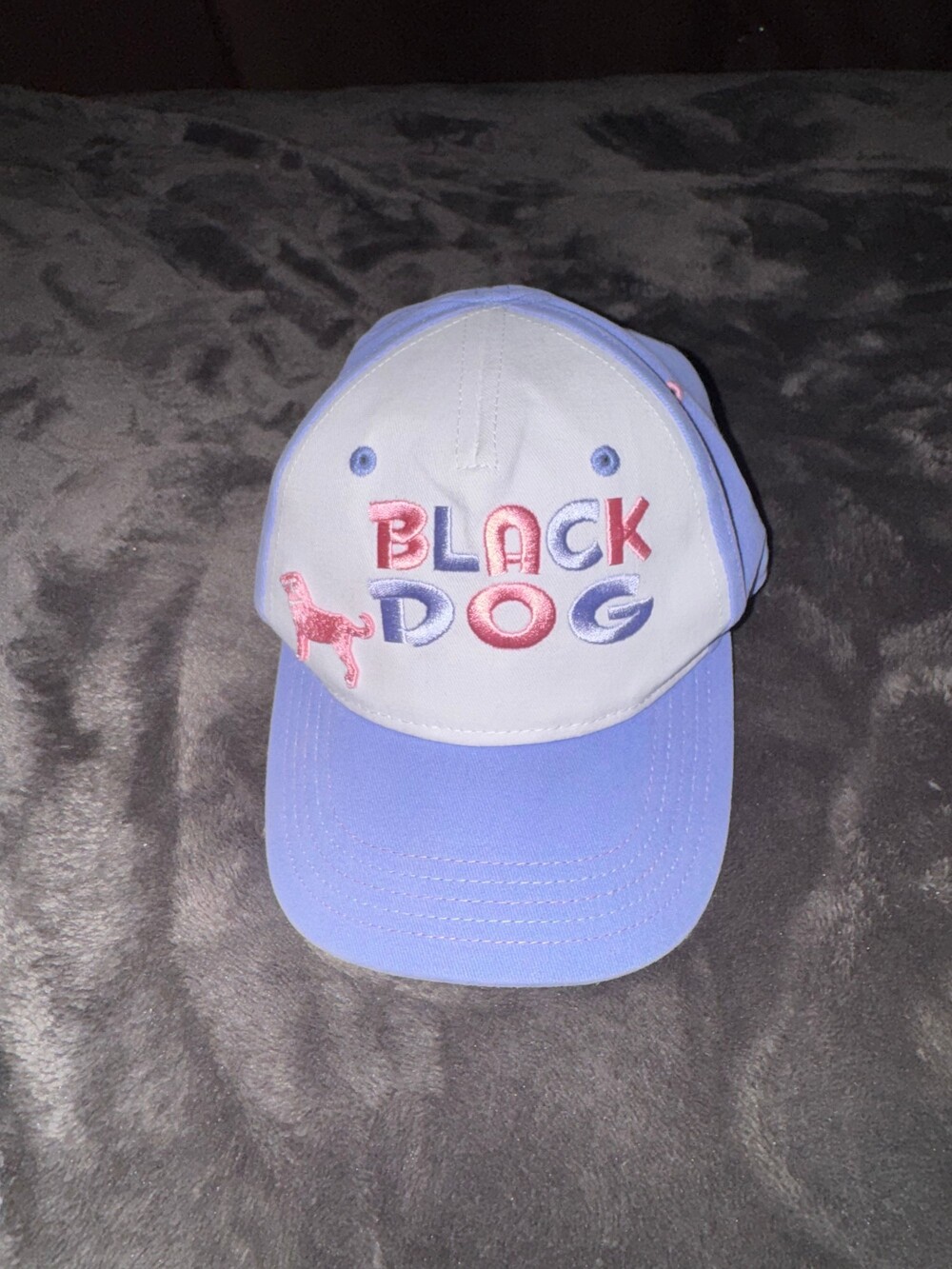 47 Infant Baseball Cap Light Purple Cotton Black Dog Embroidered